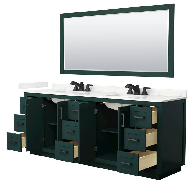Miranda 84-inch Double Vanity, Quartz Top, 70-inch Mirror