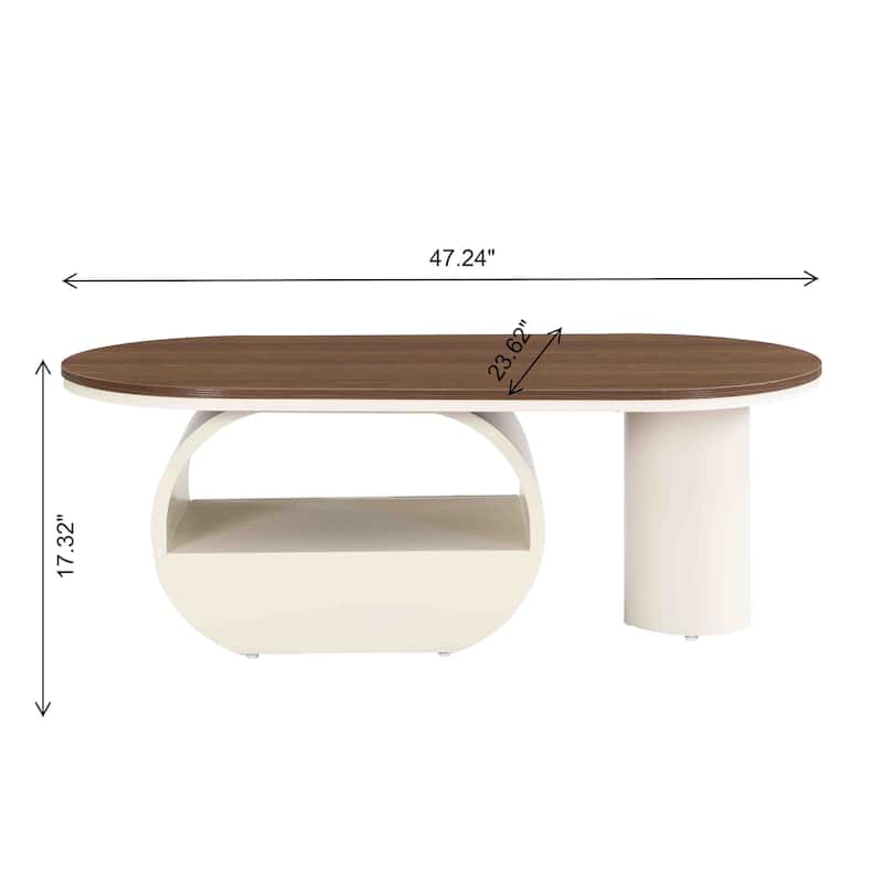 Modern Oval Coffee Table Luxury Coffee Table Center Table with Storage Drawer and Adjustable Legs, for Living Room