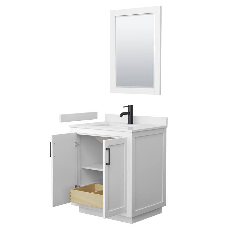 Miranda Single Vanity Set, Cultured Marble Top, 24-Inch Mirror