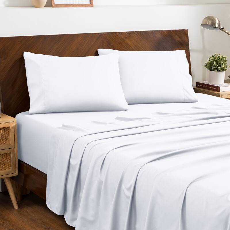 Bare Home Microfiber Sheet Set with Envelope Pillowcases - Split King - White