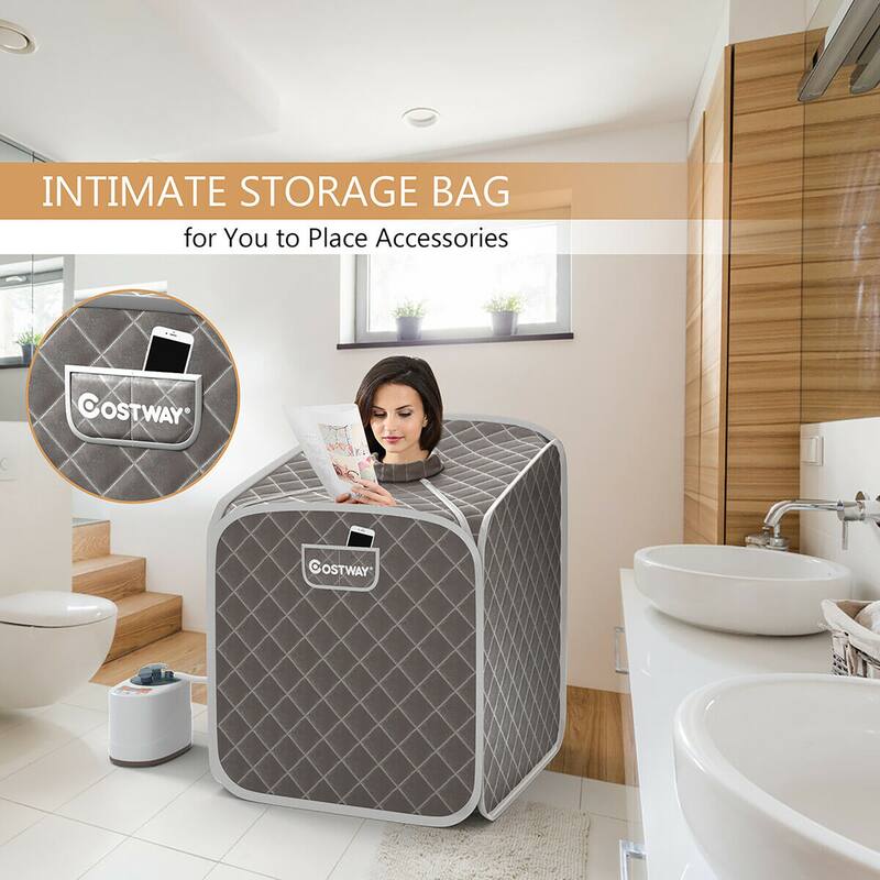 Costway Portable 2L Steam Sauna Spa Tent with Chair Grey/Black/Coffee