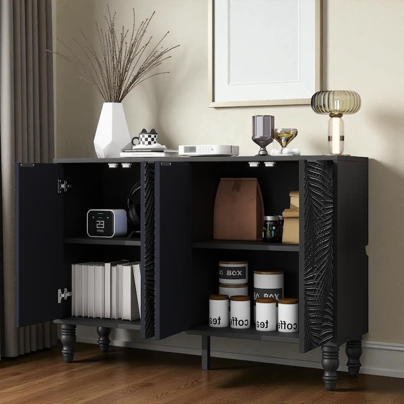 47.2'' Modern TV Stand for TVs up to 43'', Media Console Cabinet with 2 Cabinets, Adjustable Shelves & Solid Wood Legs