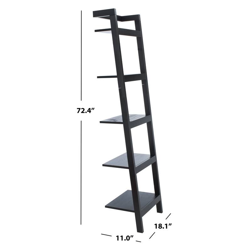 SAFAVIEH Sigrun Natural/Charcoal 5-Tier Leaning Etagere - 18.1" W x 11" L x 72.4" H - 18Wx11Dx72H