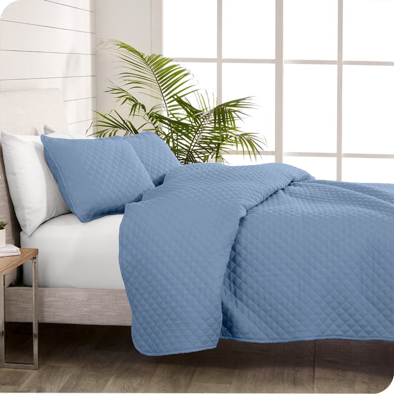 Bare Home Diamond Stitched Lightweight Microfiber Coverlet Set