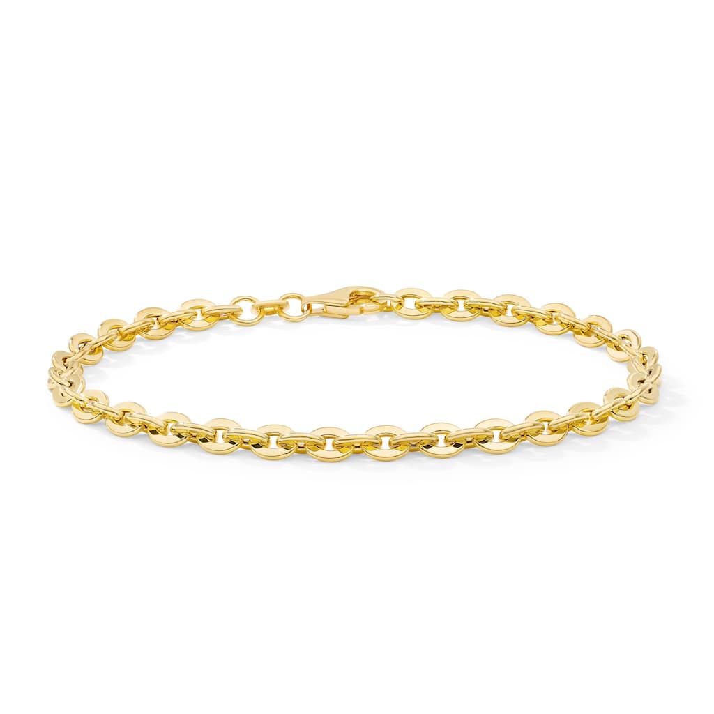 Clover 14K Yellow Gold Alternating Oval Link Bracelet - 7.5"