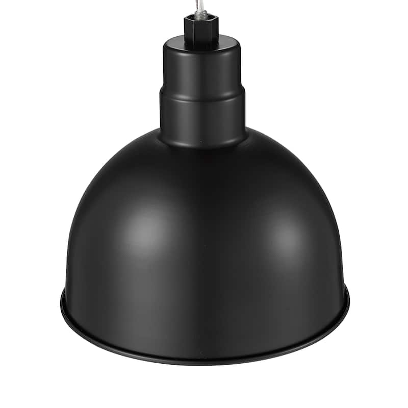 R Series 1-Light Stem Hung Deep Bowl Shade - Satin Black - 12