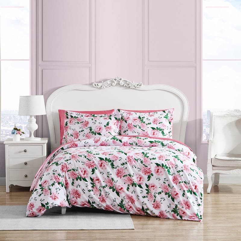 Betsey Johnson Blooming Roses Pink Duvet Cover Set