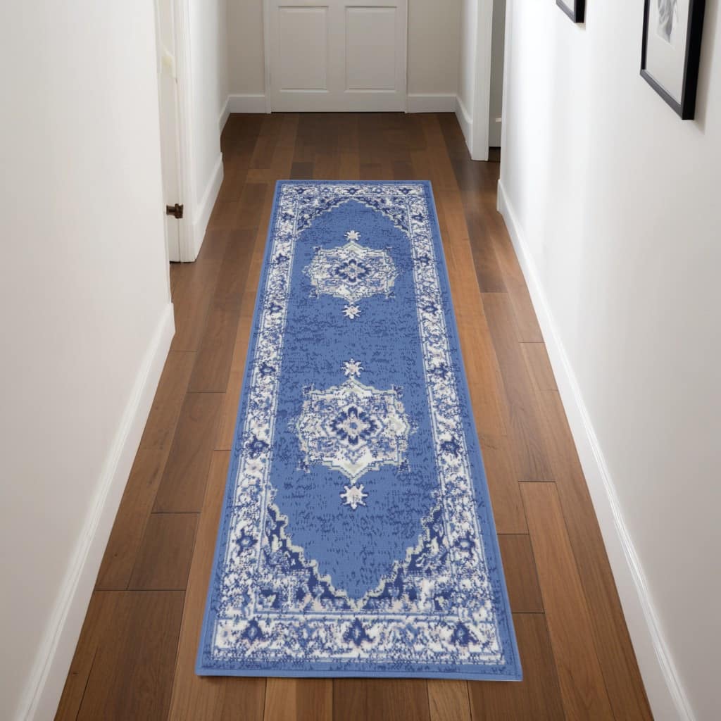 Joqu Power Loomed Distressed Abstract Floral Non Skid Stain Resistant Area Rug By HomeRoots - 96' X '24' X '0.39