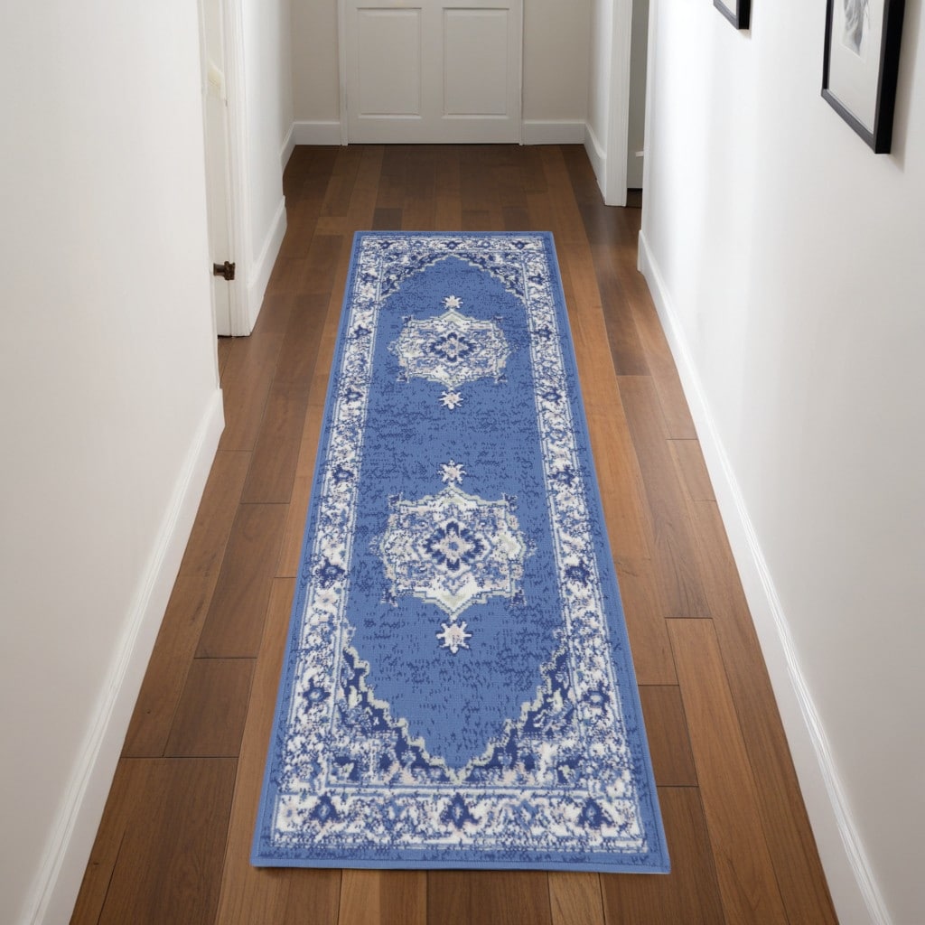 Joqu Power Loomed Distressed Abstract Floral Non Skid Stain Resistant Area Rug By HomeRoots - 96' X '24' X '0.39