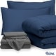 preview thumbnail 41 of 79, Bare Home Bed-in-a-Bag Down Alternative Comforter & Sheet Set Dark Blue/Grey - Full