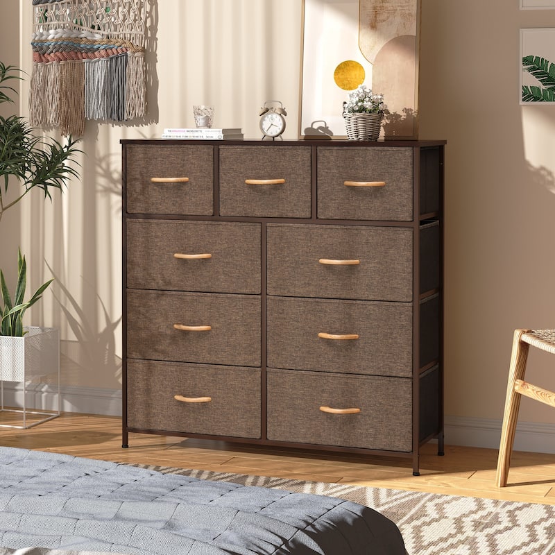 Home Extra Wide Closet Dresser Storage Tower Organizer Unit 9 Drawers - Brown - 9-drawer