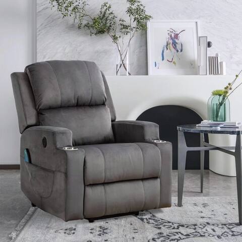 Power Lift Recliner Chair and 8 Point Massage Sofa with 2 Cup Holders