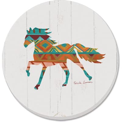 Southwest Vibe Horse 4 Pack Absorbent Stone Coasters with Protective Cork Backing Made in The USA Absorbent Easily Wipes Clean