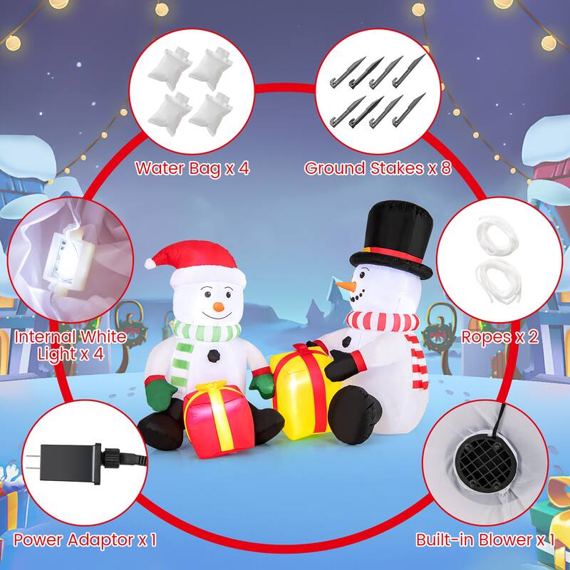 Gymax 5FT Long Christmas Inflatables LED Lighted Xmas Double - See Details