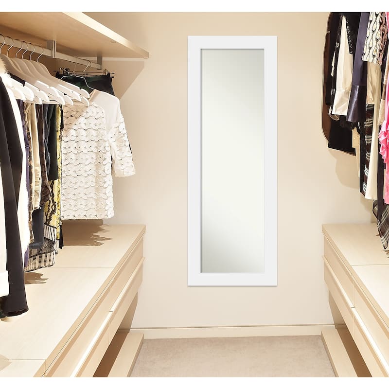 Non-Beveled Wood Full Length On The Door Mirror - Corvino Frame - Outer Size: 19 x 53 in