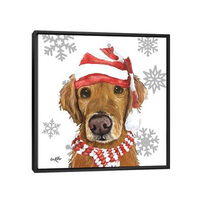 iCanvas "Christmas Golden Retriever" by Hippie Hound Studios Framed