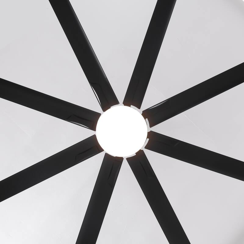Vaczon 100" Industrial Black Aluminum Extra Larger LED Ceiling Fan with Light and Remote