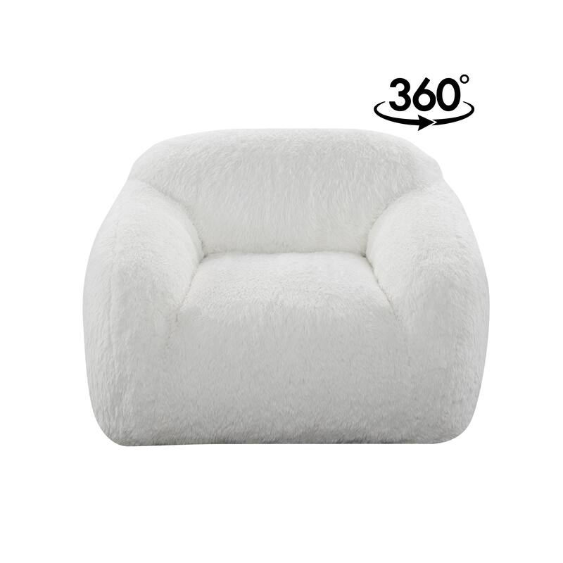 Roundhill Furniture Adell Polar Bear Faux Fur Swivel Cuddle Chair