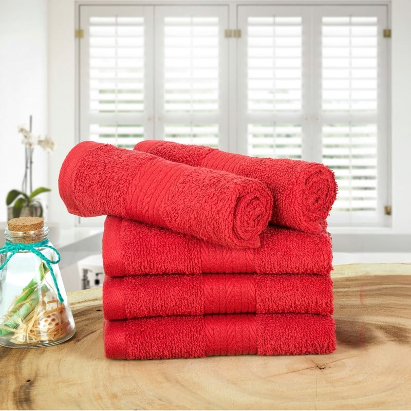 Pure Cotton 600 GSM Absorbent Washcloths 12x12 Inch by Ample Decor - 5 Pcs