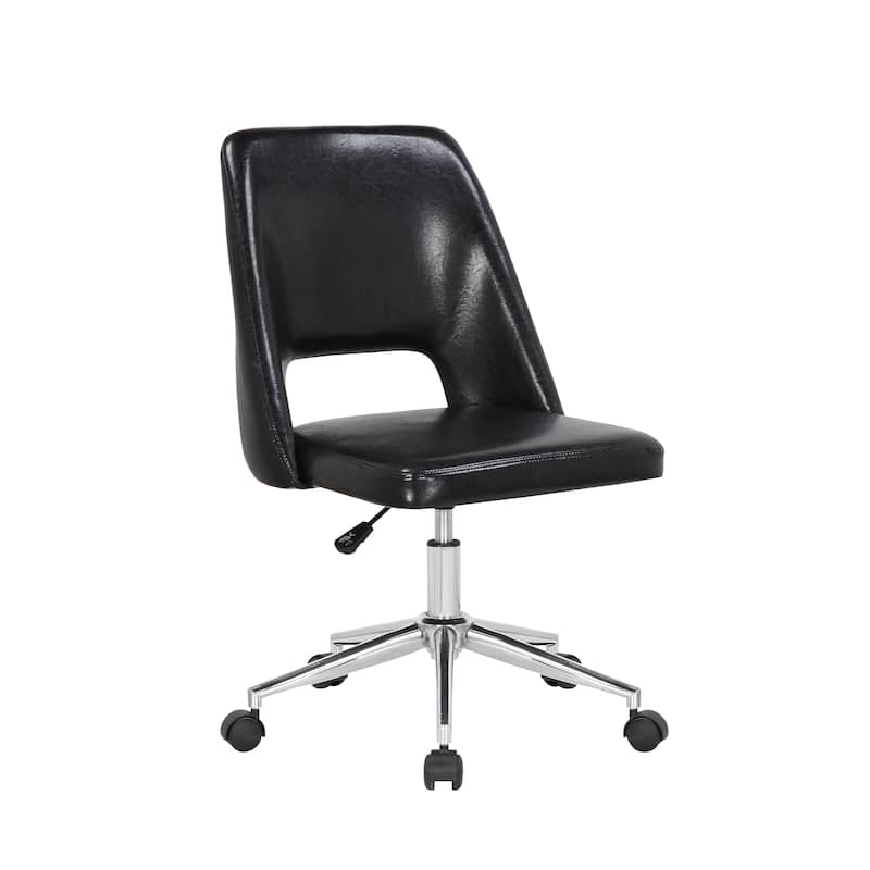 Porthos Home Krew Office Chair, PU Leather Upholstery, Roller Wheels - Black