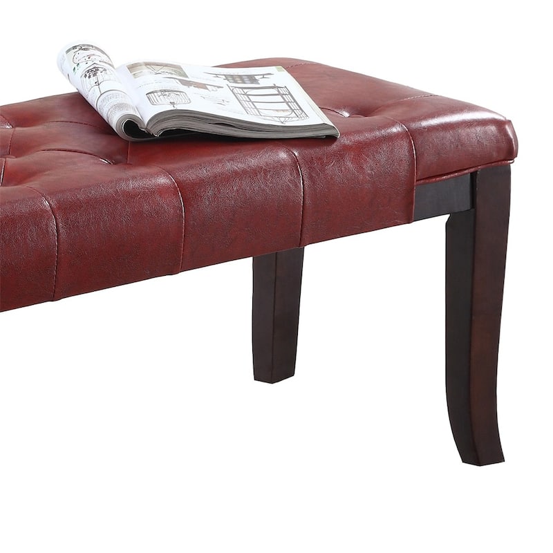 Fabric Tufted Turned Leg Dining Bench