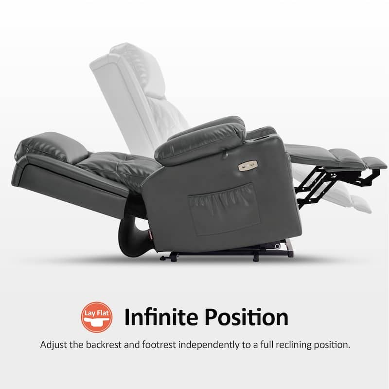 MCombo Large Dual Motor Power Lift Recliner Chair with Massage and Heat for Elderly People, Faux Leather