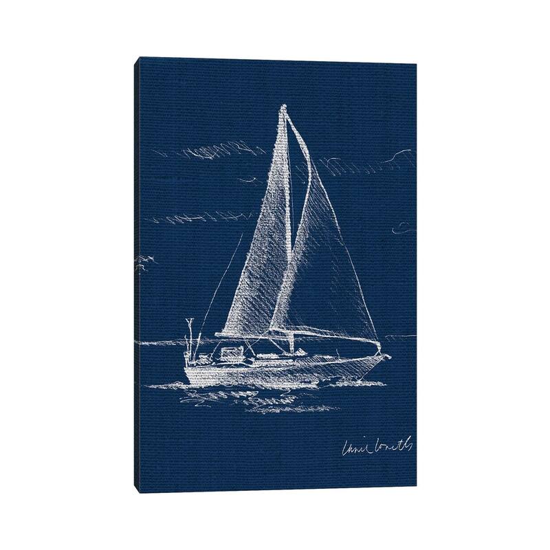 iCanvas "Sailboat on Blue Burlap I" by Lanie Loreth Canvas Print
