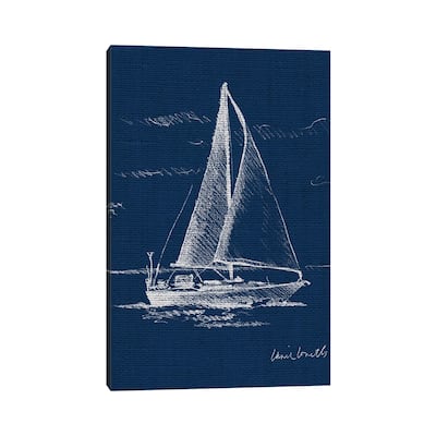 iCanvas "Sailboat on Blue Burlap I" by Lanie Loreth Canvas Print