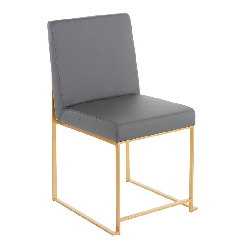 Silver Orchid Forrest Gold High Back Dining Chair - Set of 2 - Grey Faux Leather
