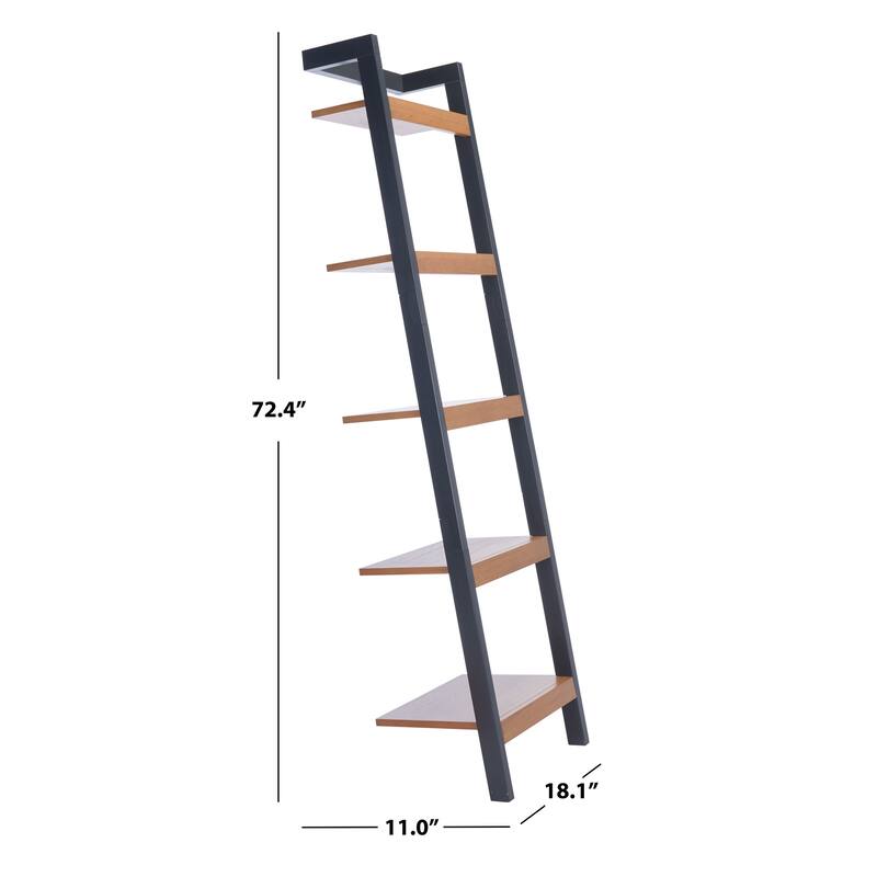 SAFAVIEH Sigrun Natural/Charcoal 5-Tier Leaning Etagere - 18.1" W x 11" L x 72.4" H - 18Wx11Dx72H