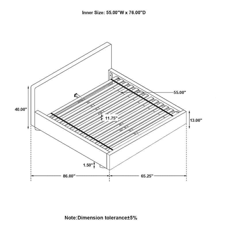 Gregory Upholstered Platform Bed Graphite