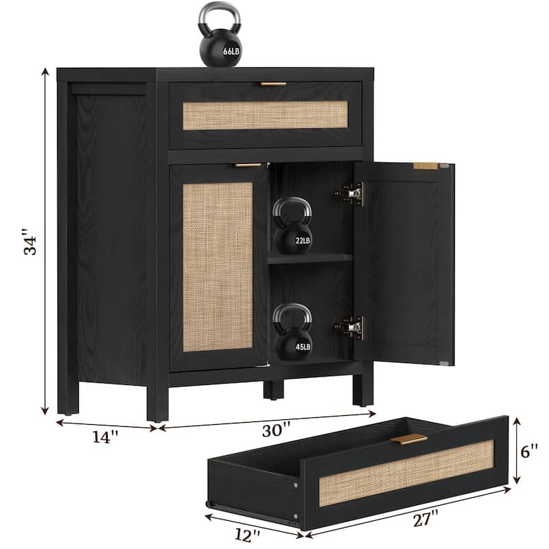SICOTAS Farmhouse Sideboard Buffet Cabinet Set of 2 with Drawer - N/A