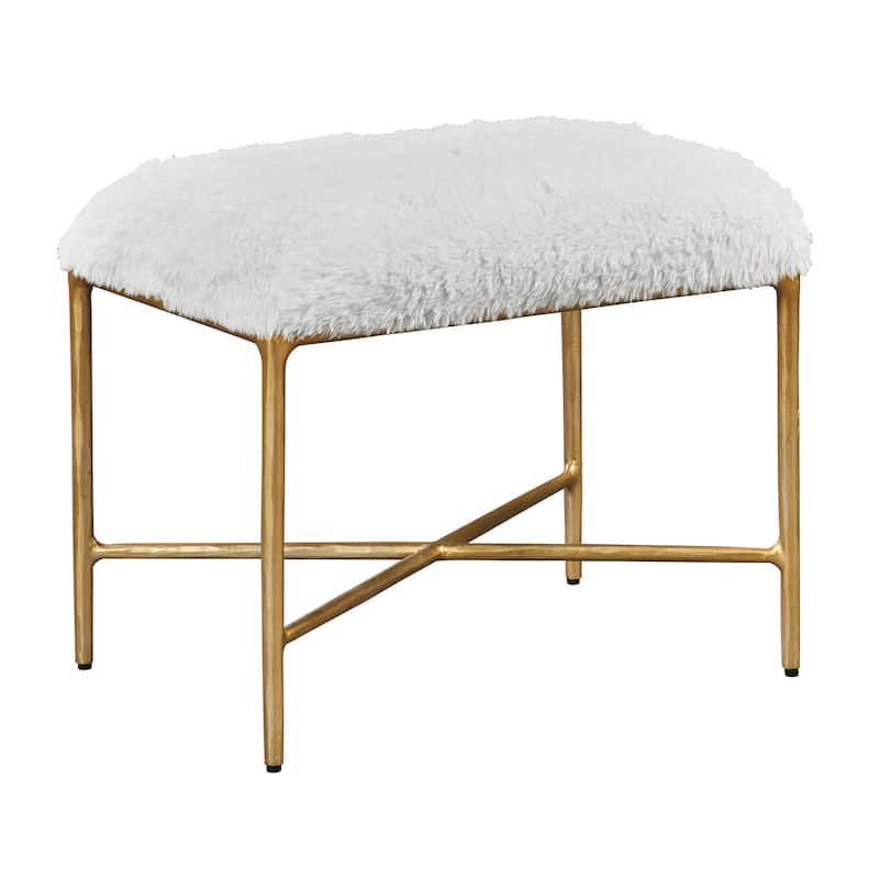 Uttermost Charmed Sheepskin Small Bench - 24"W x 19"H x 16"D