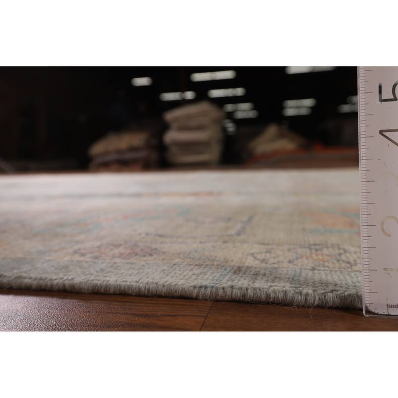 Light Blue Oushak Vegetable Dye Area Rug Hand-Knotted Wool Carpet - 8'11" x 11'8"