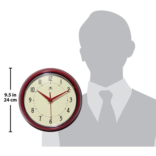 dimension image slide 27 of 29, Infinity Instruments Round Retro Kitchen Wall Clock by Infinity Instruments