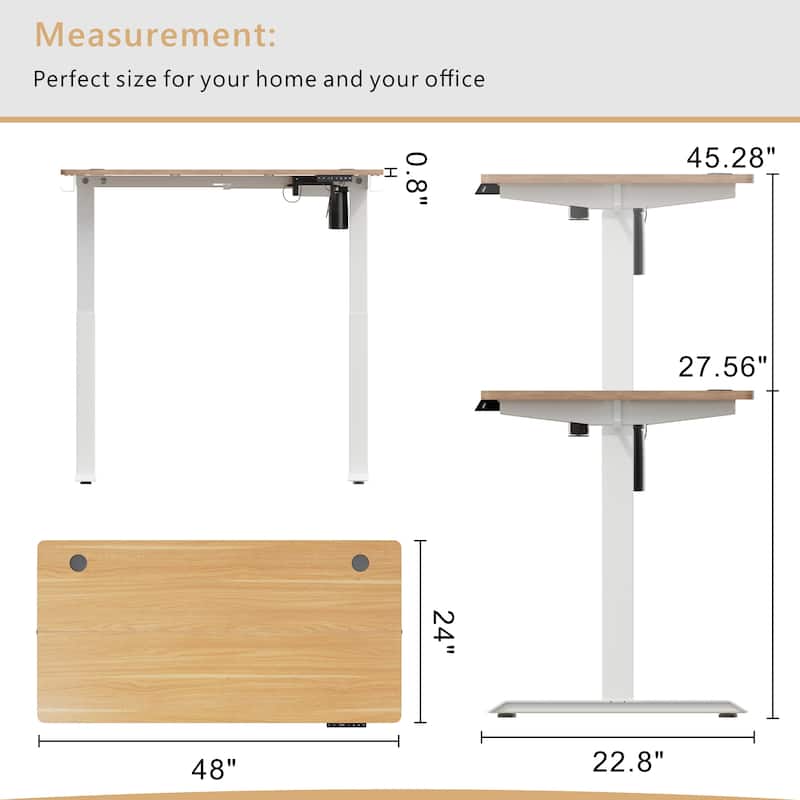 Futzca Height Adjustable Electric Standing Desk Sit Stand Computer Stand up Desk with Splice Board(White)