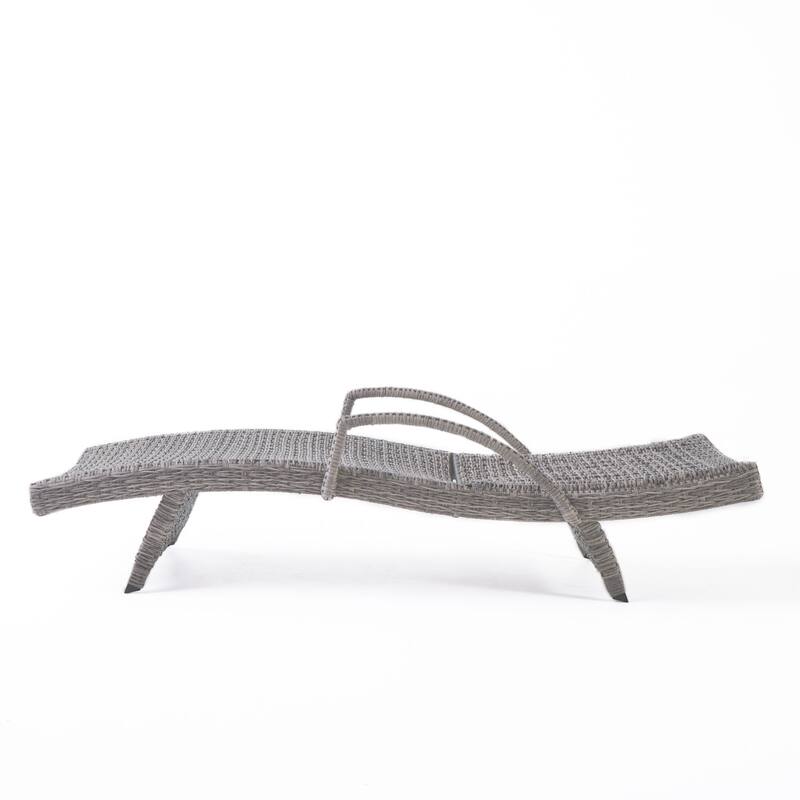 2-Piece Outdoor Wicker Lounge Chair with Armrests, All-Weather Patio Chaise Chair Rattan Recliner, No Cushion Needed