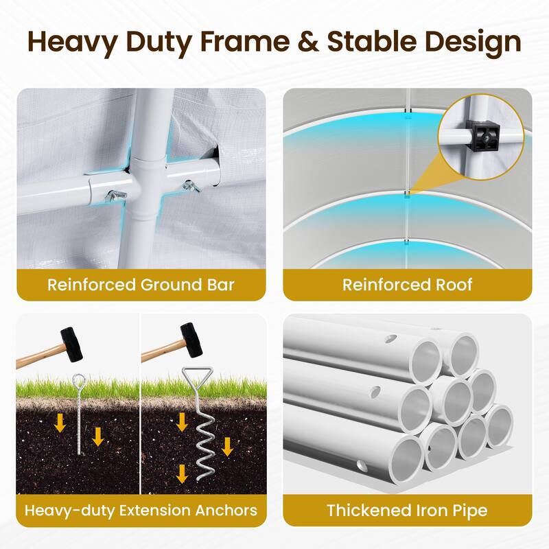 13' x 20'Portable Domed Carport with 2 Roll-up Doors