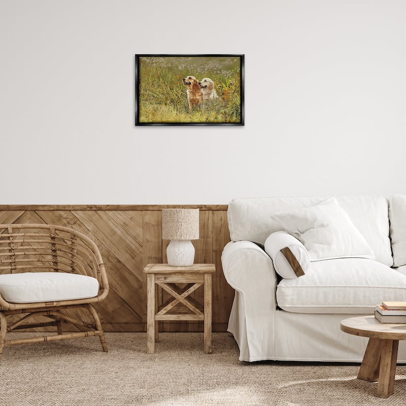 Stupell Happy Dogs Field Day Framed Floater Canvas Wall Art Design By Sueellen Ross