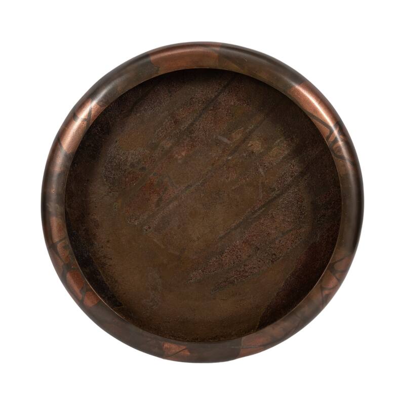 Decorative Round Shallow Bowl for Home Decor - 25", Bronze and Copper