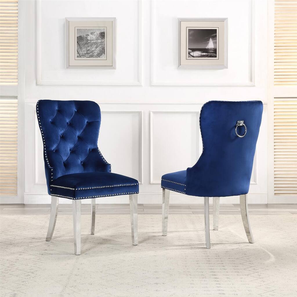 Clihome Velvet Tufted Upholstered Dining Chairs (Set of 2)