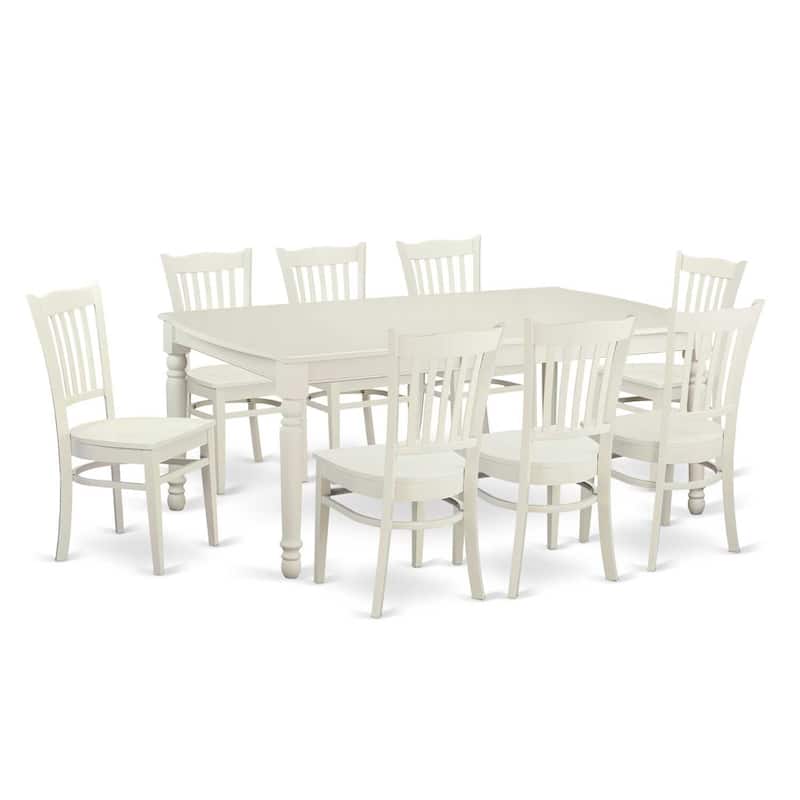 9 Piece Dining Set - Kitchen Table with 8 Chairs - 42x78 Inch Rectangle Table - Linen White Finish
