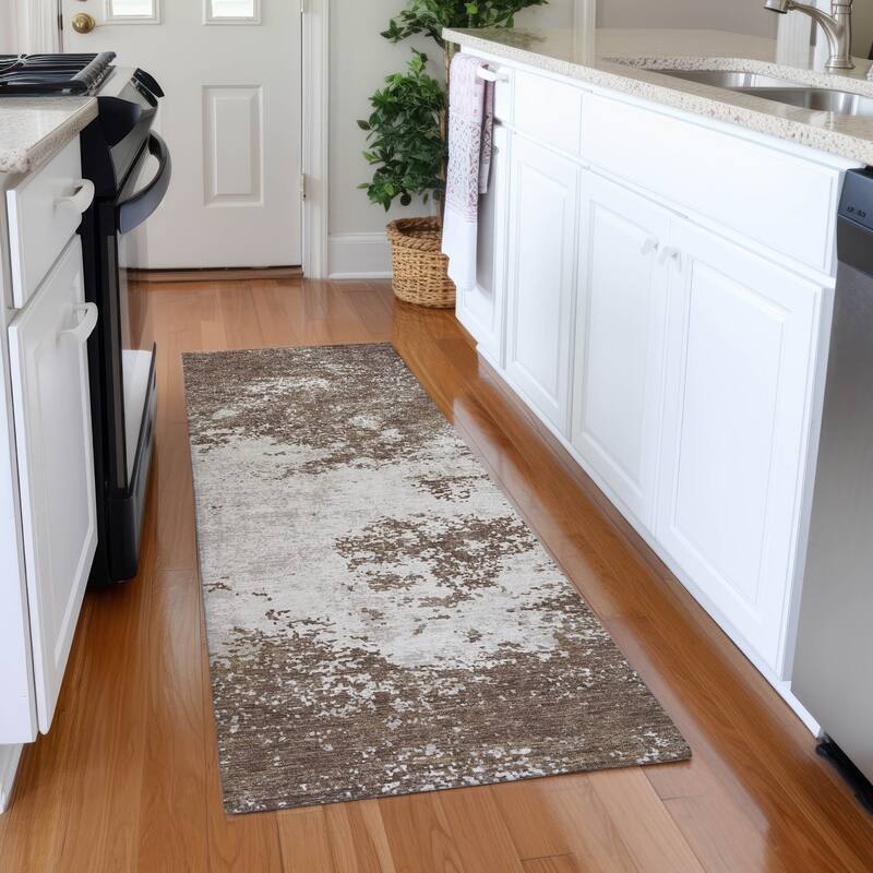 Premium Washable Super Soft Abstract Solid Mayfield Rug - Brown - 2'3" x 7'6"