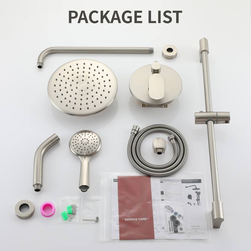 4-Spray Wall Mount Dual Fixed and Handheld Shower Head with Slide Bar and Tub Spout, Valve included