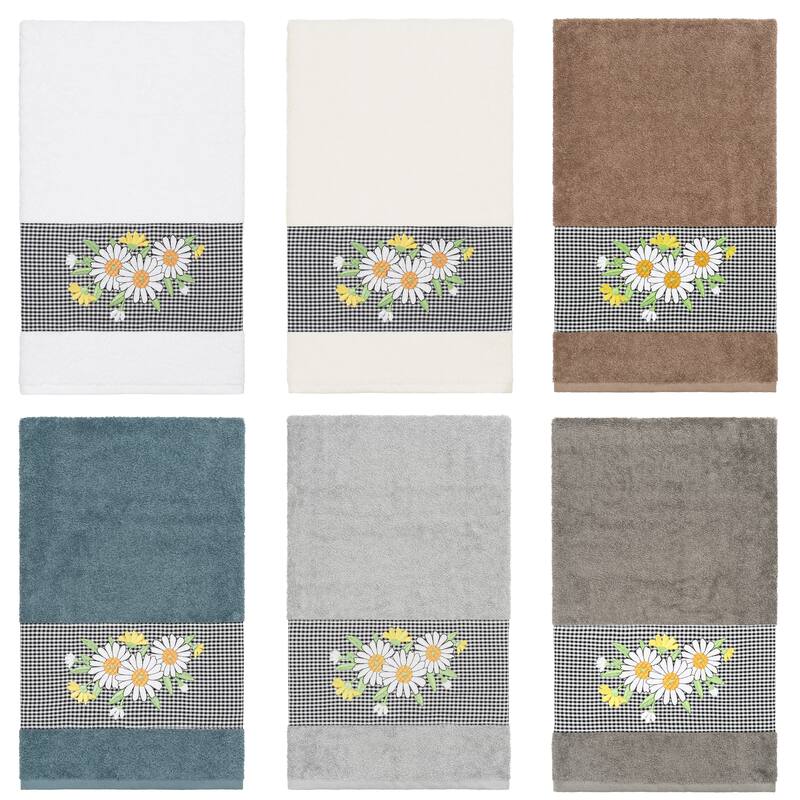 Authentic Hotel and Spa 100% Turkish Cotton Daisy Embellished Bath Towel