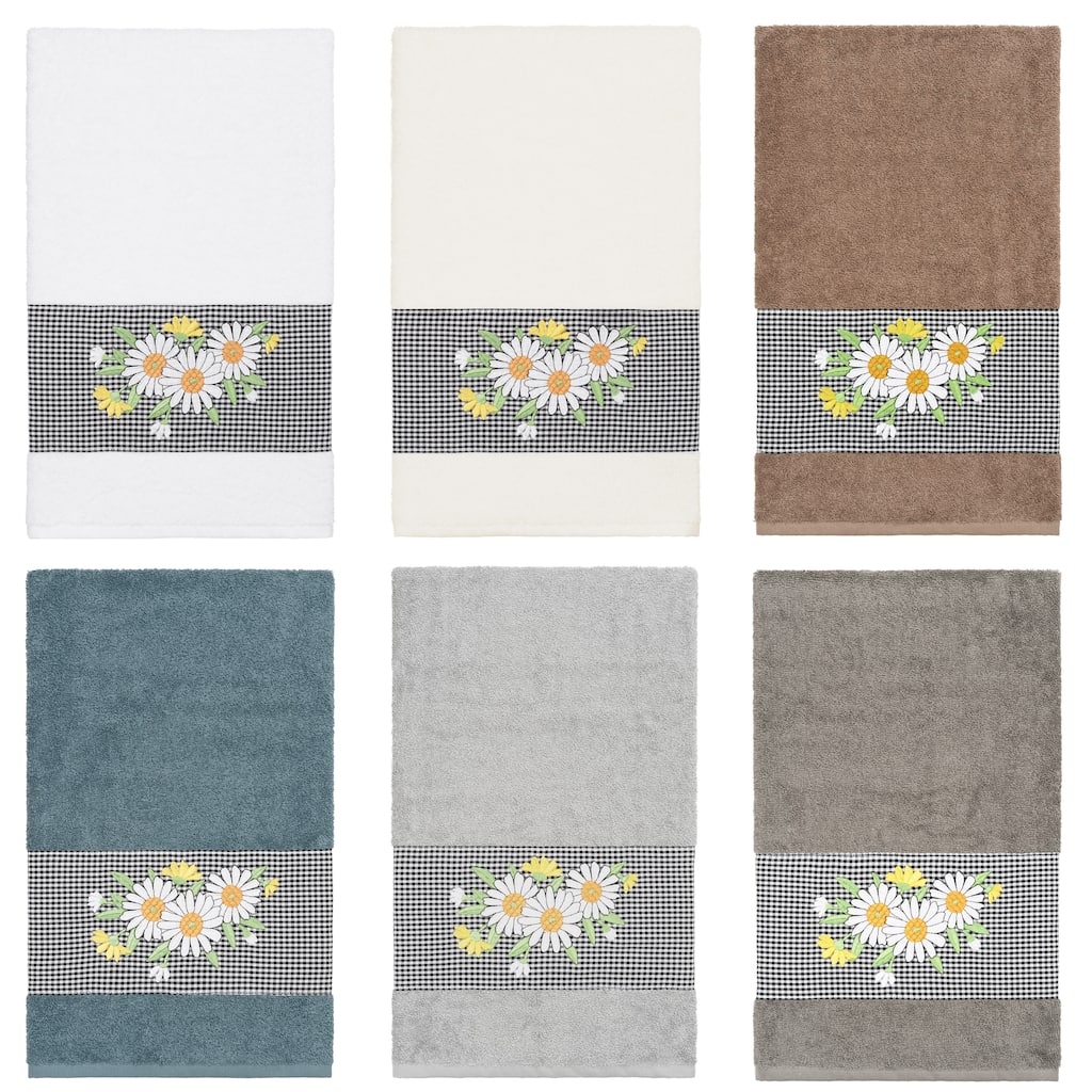 Authentic Hotel and Spa 100% Turkish Cotton Daisy Embellished Bath Towel