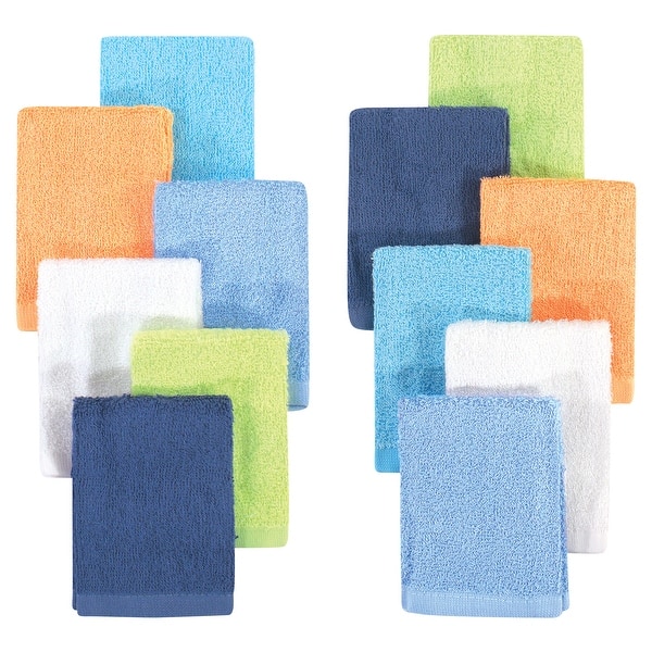 slide 1 of 1, Hudson Baby Infant Boy Rayon from Bamboo Woven Washcloths 12pk, Blue Orange Lime, One Size - Blue Orange Lime - One Size One Size - Blue Orange Lime