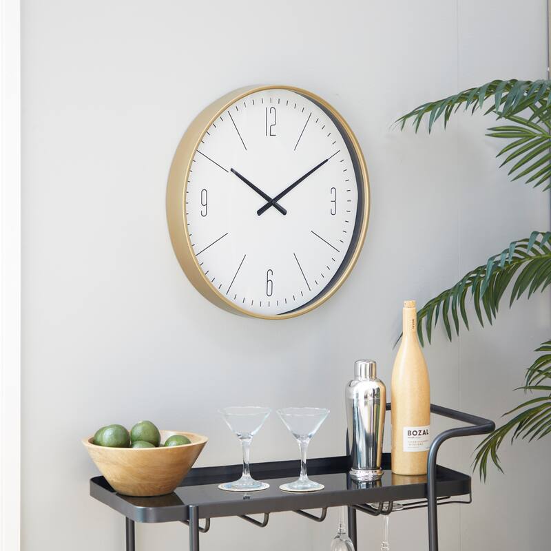 Glass Contemporary Wall Clock 20 x 20 x 2 - 20 x 2 x 20 - Gold