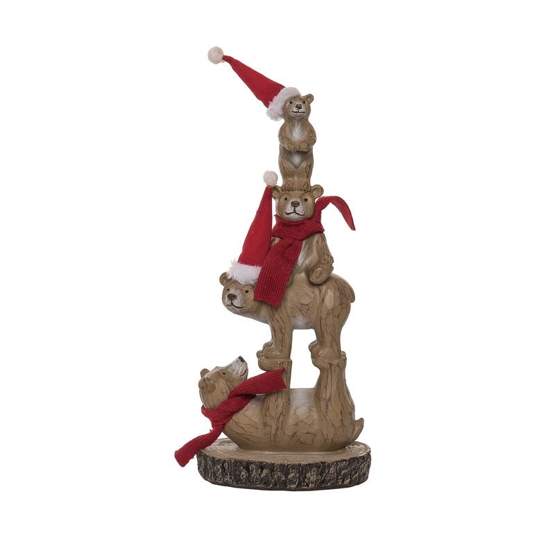 Transpac Resin 13.5 in. Multicolor Christmas Woodland Tumbling Bears