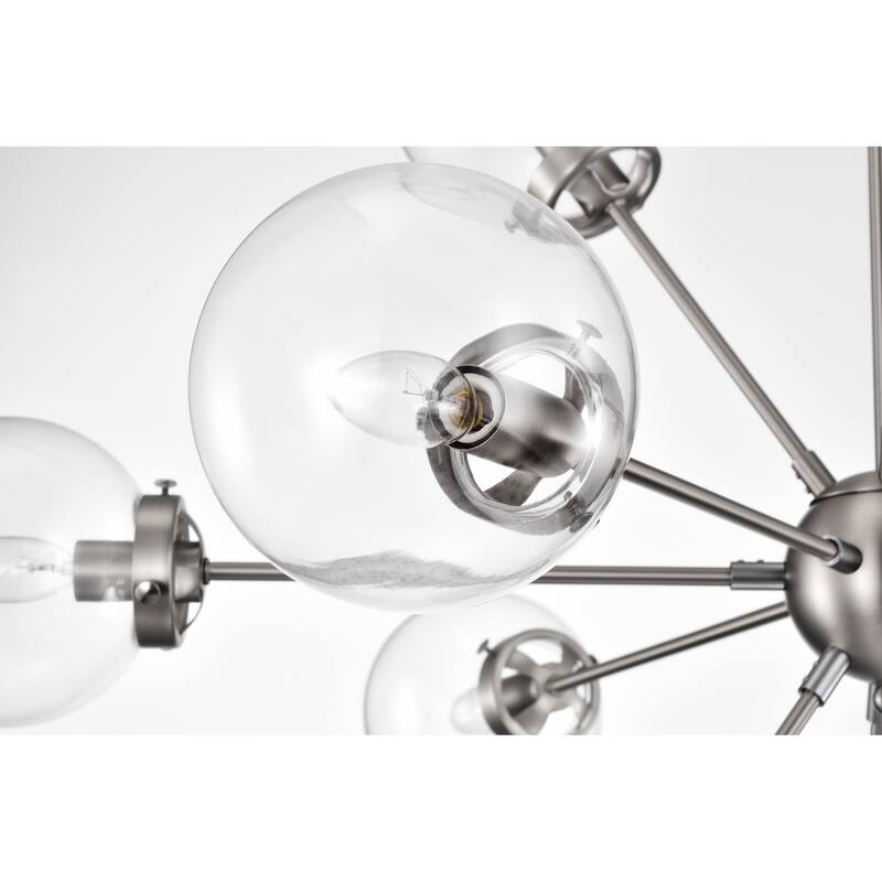 Masakee 12-light Sputnik Metal Chandelier with Clear Glass Globe Shades
